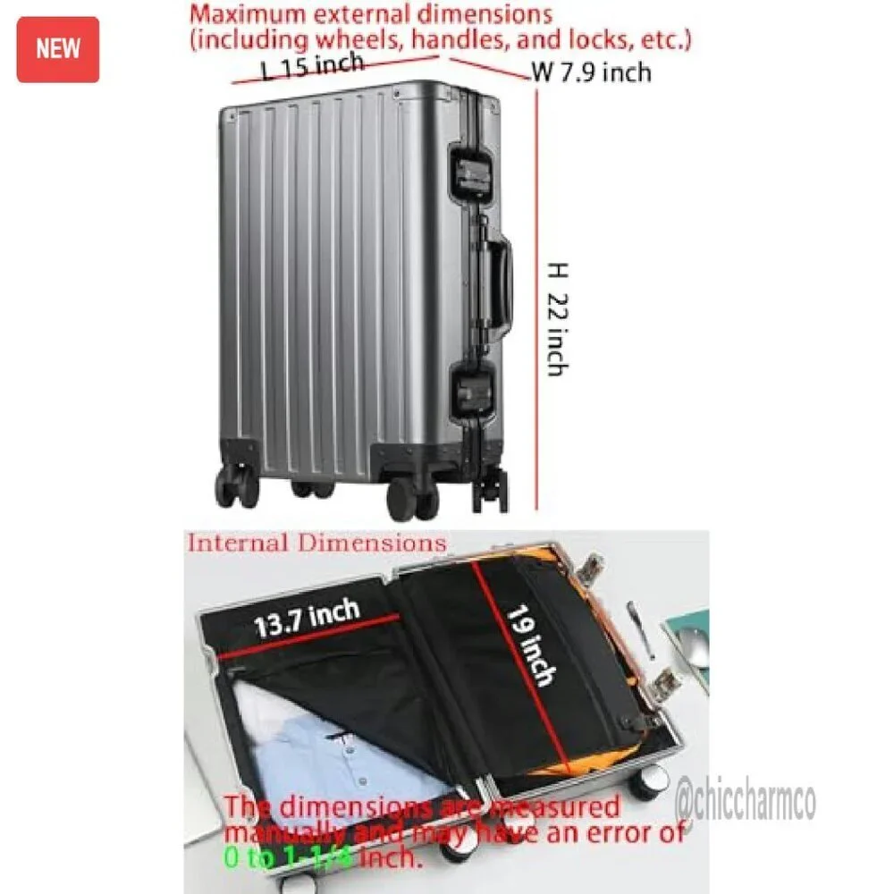 Aluminum Hardside Carry-On Suitcase with TSA Lock & Spinner Wheels